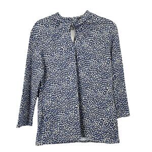 J. Mclaughlin catalina cloth leopard‎ top blouse Sz S twisted neck keyhole